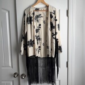 LIRA Floral Embroidered Fringe Cardigan